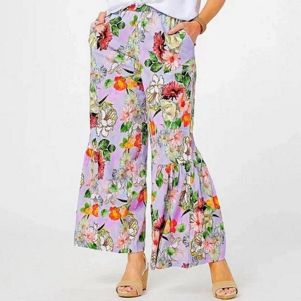 Tolani Collection Rosaleen Floral Flare Leg Pull On Pants